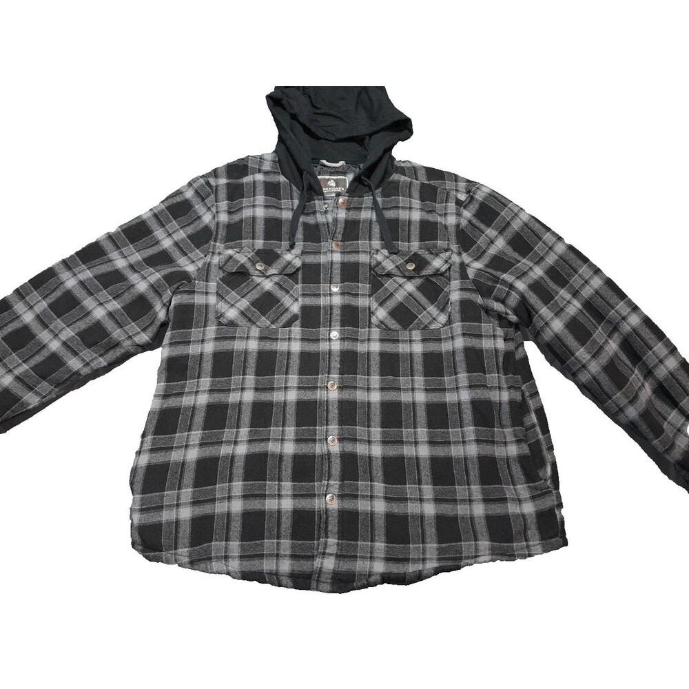 Legendary Outfitters Jacket Mens XL Plaid Hooded Flannel Quilted Shacket
